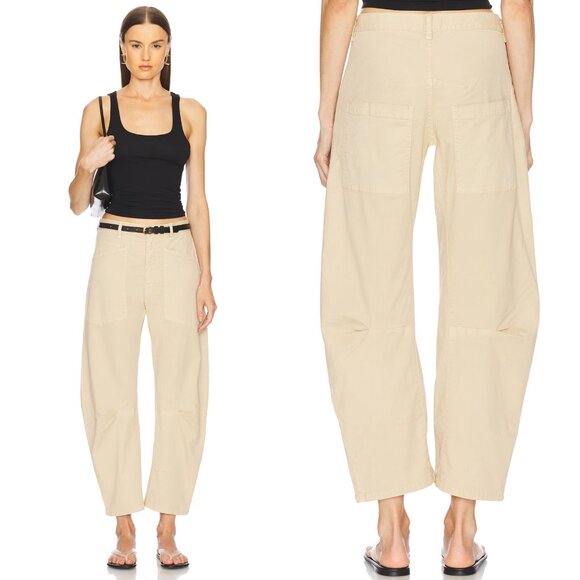 Nili Lotan Shon Pant Sandstone‎ Tan Beige Khaki Barrel Cotton Twill Size 6 - Picture 10 of 12